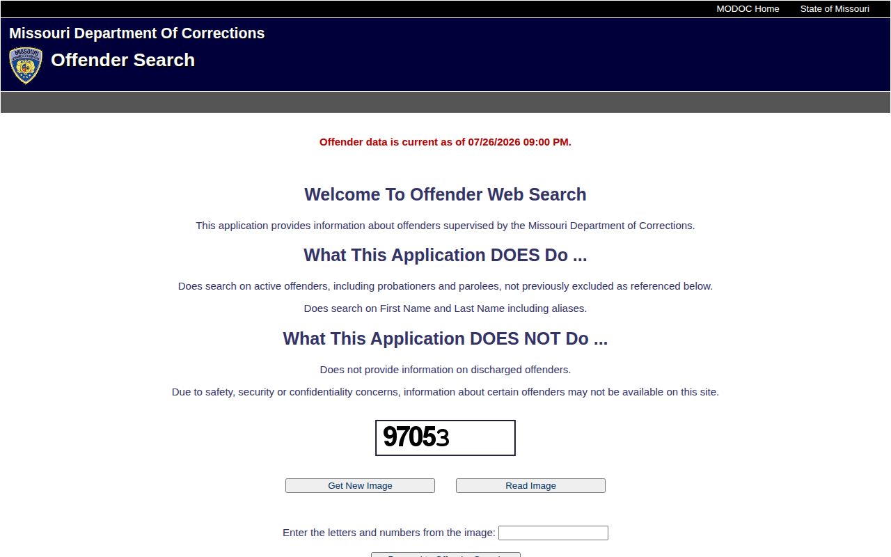 Missouri offender search limits for Christian County released inmates