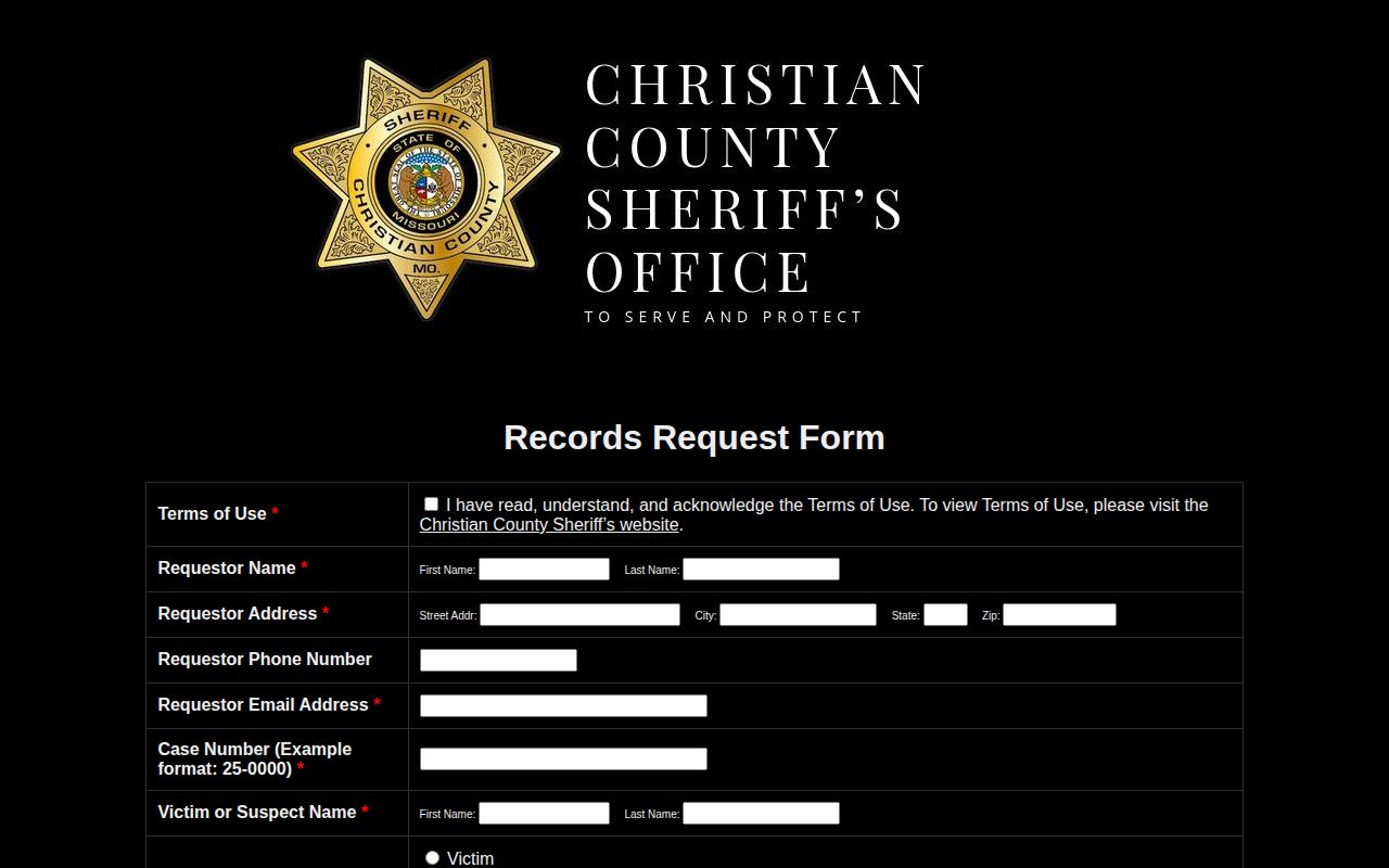 Christian County release record request form